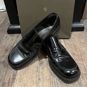 BOSS - Hugo Boss Men’s black leather loafers - Size:7.5